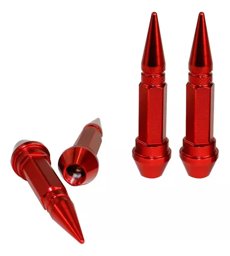 SET 4 TAPAS DE VÁLVULAS UNIVERSAL TUNNING AUTOS ROJO - 3