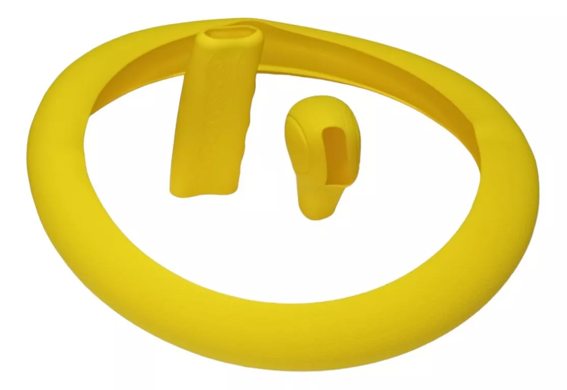 SET 3 PIEZAS FUNDA CUBRE VOLANTE PERILLA CAMBIOS AMARILLO - 1