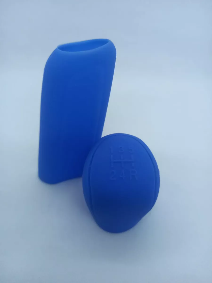 SET FUNDA CUBRE PERILLA CAMBIOS PALANCA FRENO MANO GEL AZUL - 2