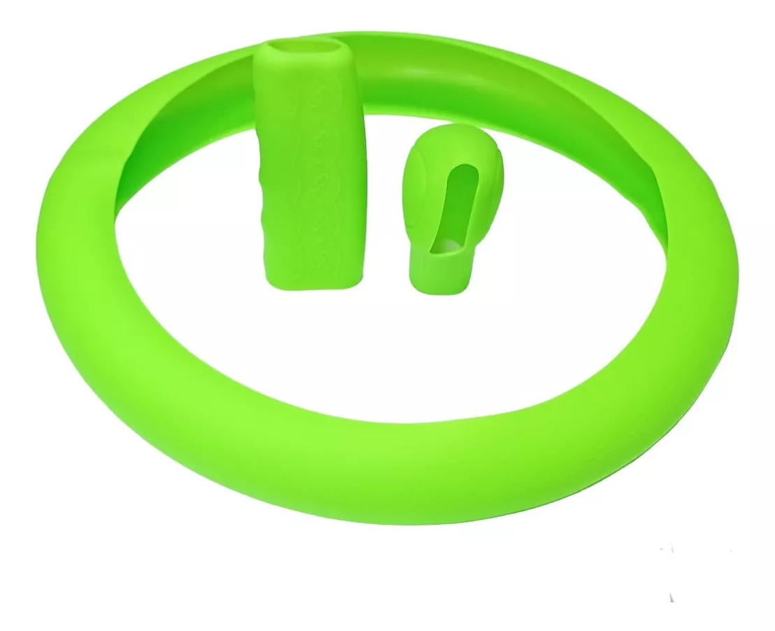 SET 3 PIEZAS FUNDA CUBRE VOLANTE PERILLA CAMBIOS VERDE - 1