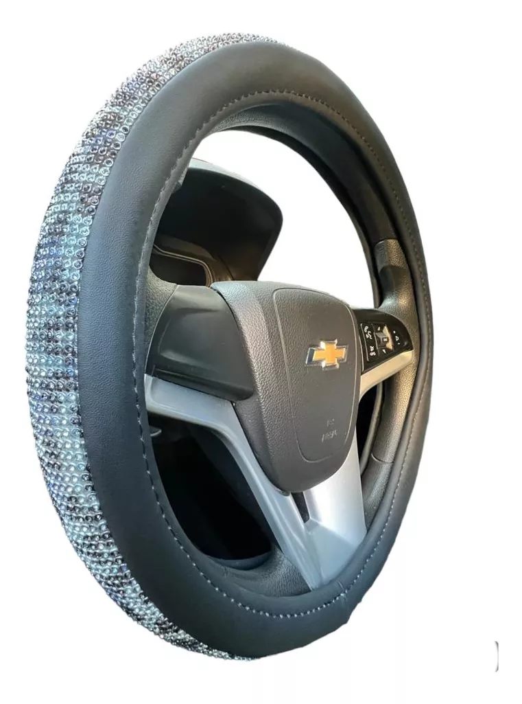 FORRO CUBRE VOLANTE AUTO DISEÑO DAMA CON IMITACIÓN DIAMANTES - 1