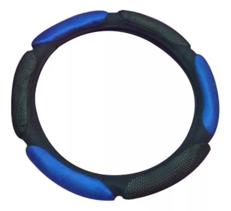 FUNDA CUBRE VOLANTE DE AUTOS STANDARD 38CM NEGRO CON AZUL - 1