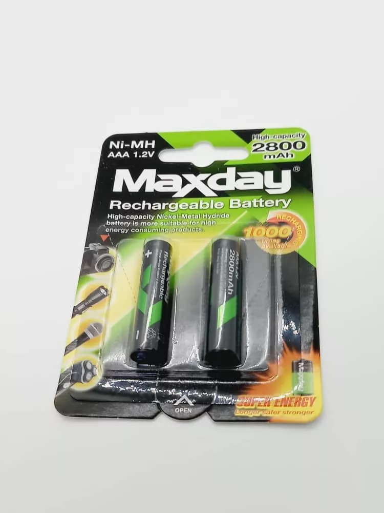PAR BATERÍAS RECARGABLES PILAS MÁXIMA DURACIÓN AAA 2800MAH - 1