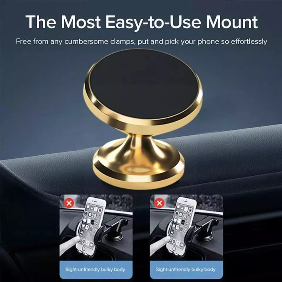 SOPORTE CELULAR SMARTPHONE MAGNÉTICO PEGAMENTO 360° DORADO - 2