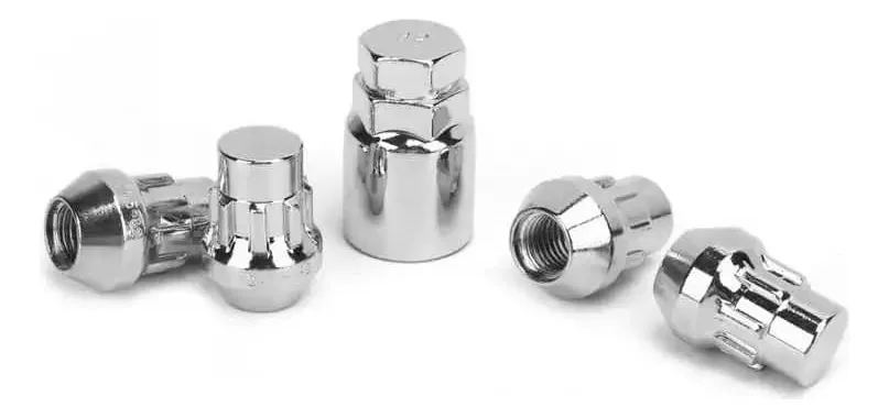 JUEGO 4 TUERCA SEGURIDAD 1 LLAVE ACERO COLOR PLATA M12X1.25 - 5