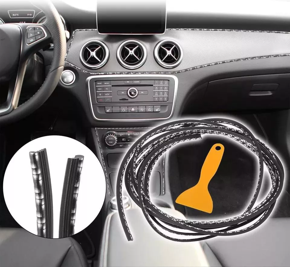 ROLLO MOLDURA EMBELLECEDORA DECORATIVA INTERIOR AUTO CARBONO - 1