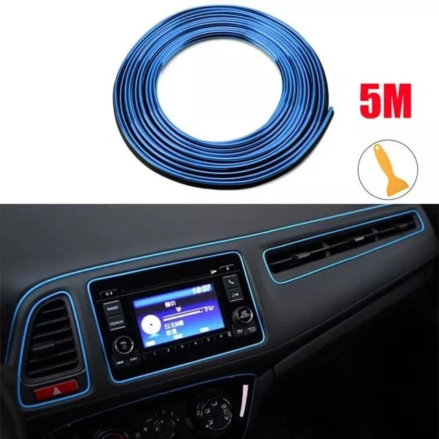 ROLLO MOLDURA EMBELLECEDORA DECORATIVA INTERIOR AUTO AZUL - 1