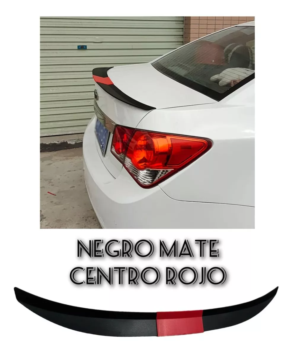 LIP ALERÓN MALETERO TUNNING PARA AUTOS NEGRO MATE CON ROJO - 1