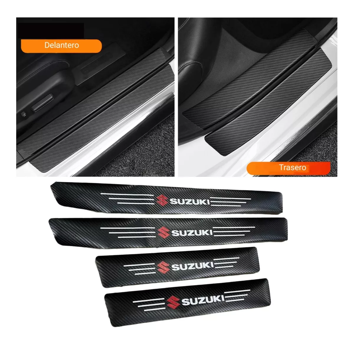 CUBRE SOCALO PISADERAS FIBRA CARBONO ECO CUERO SUZUKI - 1