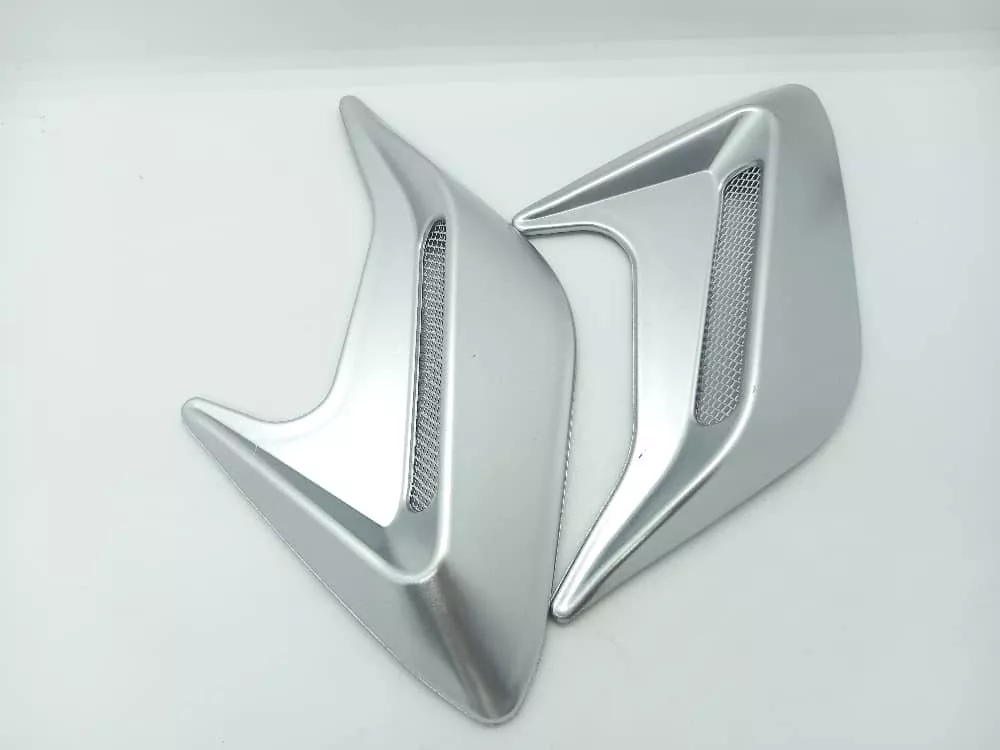 X2 TOMA FLUJO AIRE TUNNING PARA LATERAL AUTOS PLATEADO - 1