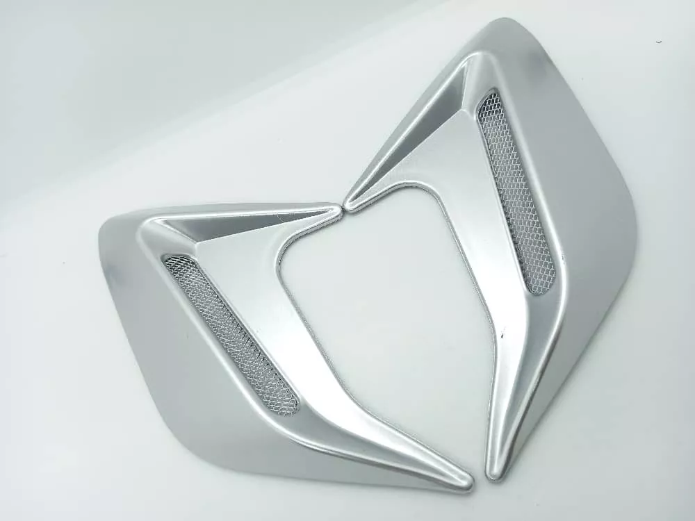 X2 TOMA FLUJO AIRE TUNNING PARA LATERAL AUTOS PLATEADO - 3
