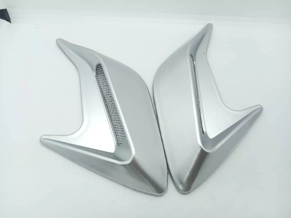 X2 TOMA FLUJO AIRE TUNNING PARA LATERAL AUTOS PLATEADO - 5