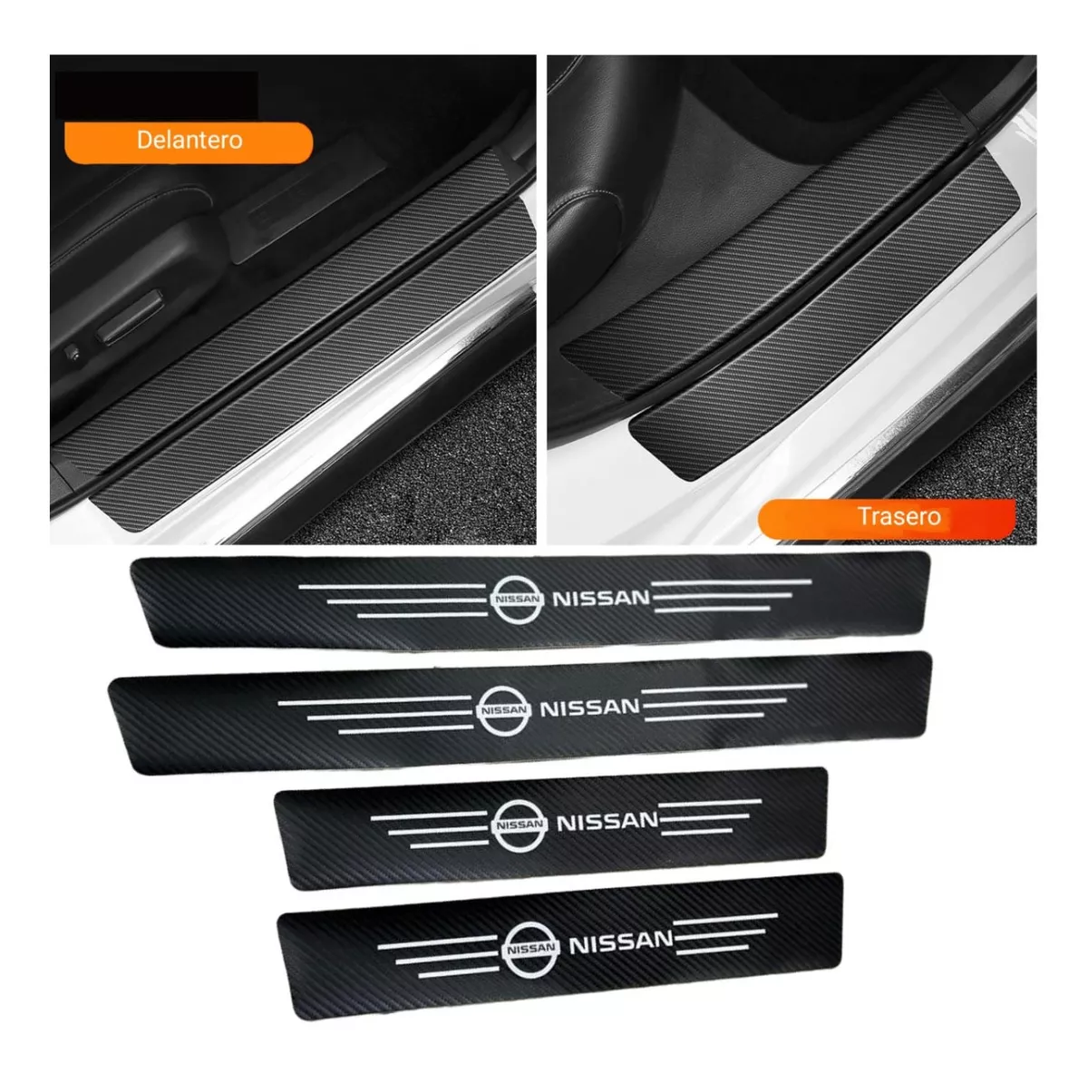 CUBRE SOCALO PISADERAS FIBRA CARBONO ECO CUERO NISSAN - 1