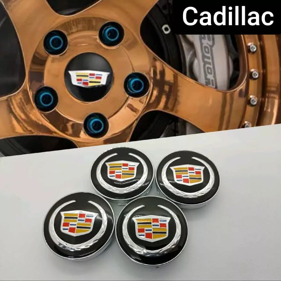 SET X4 TAPA CENTRO DE LLANTAS DE AUTOS 60MM CADILLAC - 1