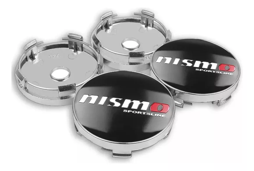 SET X4 TAPA CENTRO DE LLANTAS DE AUTOS 56MM NISMO NEGRA - 1