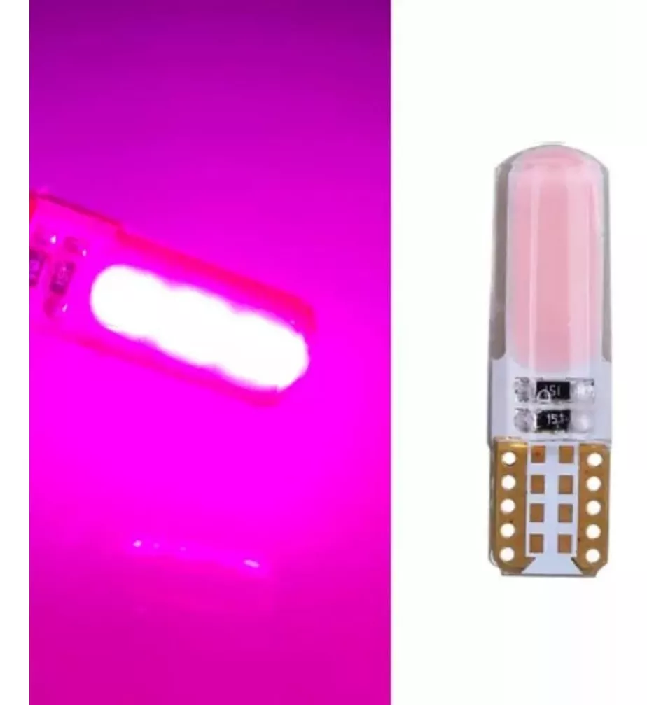 PAR AMPOLLETAS LED COLAPEZ COLOR POSICIÓN T10 W5W 12V ROSADO - 2