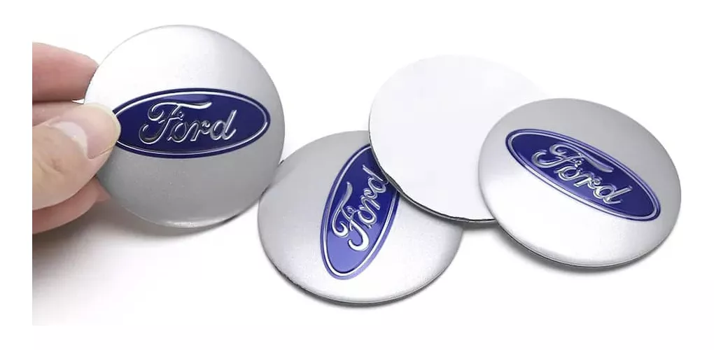 SET X4 TAPA CENTRO DE LLANTAS DE AUTOS 60MM UNIVERSAL PLA/AZ - 3