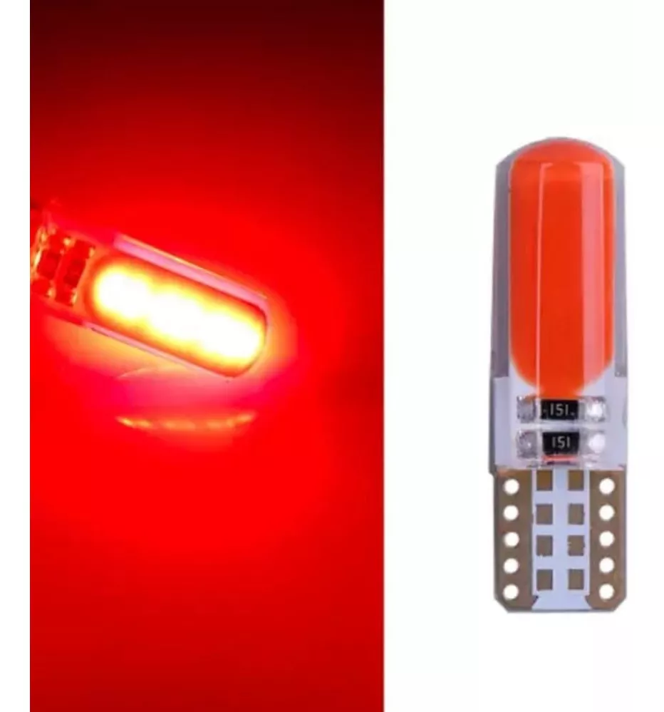 PAR AMPOLLETAS LED COLA PEZ COLOR, POSICIÓN T10 W5W 12V ROJO - 3