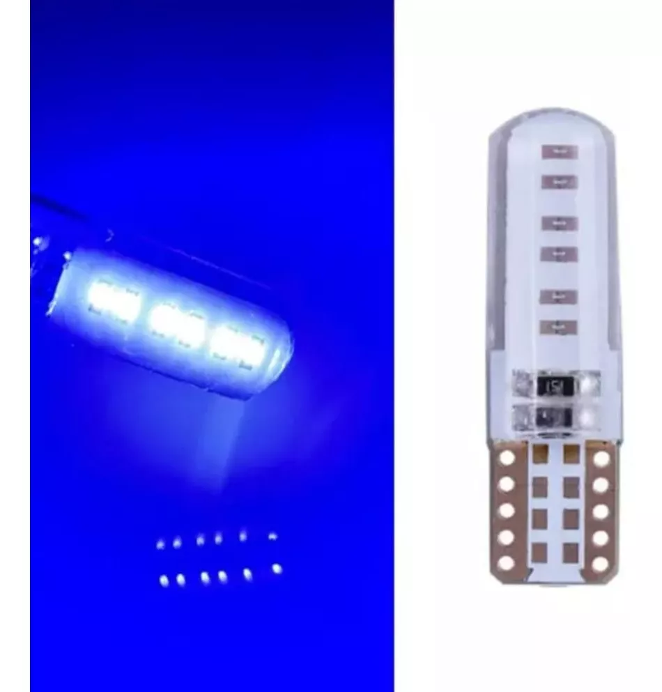 PAR AMPOLLETAS LED COLA PEZ COLOR, POSICIÓN T10 W5W 12V AZUL - 2