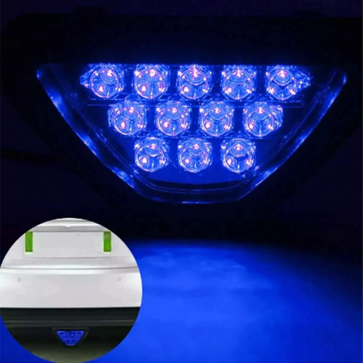 TERCERA LUZ FRENO AUXILIAR MODELO F1 STROBO TRIANGULAR AZUL - 3