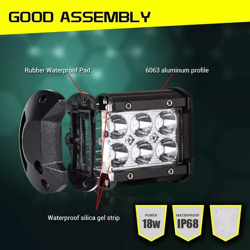 NEBLINERO 6 LED PARA AUTOS CAMIONETAS JEEP 18W 4 PULGADAS - 2