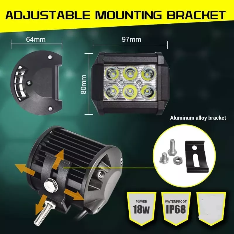 NEBLINERO 6 LED PARA AUTOS CAMIONETAS JEEP 18W 4 PULGADAS - 5