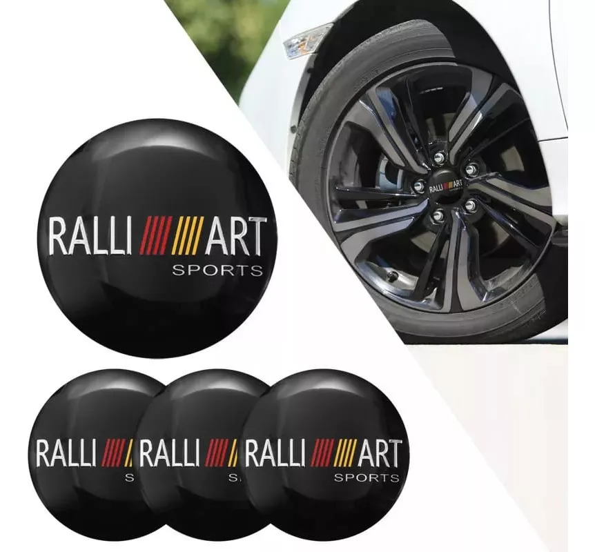 SET X4 TAPA CENTRO DE LLANTAS AUTOS 56MM RALLI ART NEGRO - 1