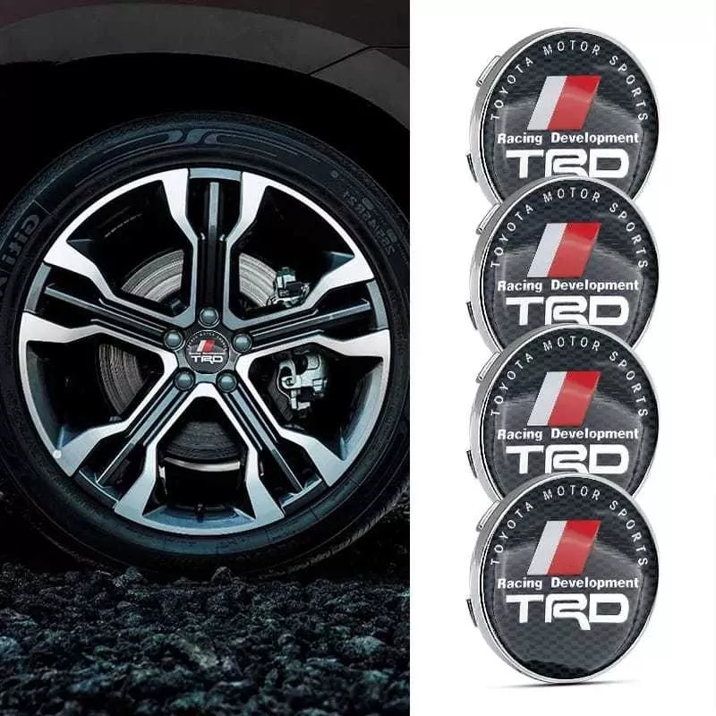 SET X4 TAPA CENTRO DE LLANTAS DE AUTOS 60MM TOYO TRD CARBONO - 2