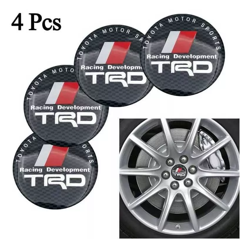 SET X4 TAPA CENTRO DE LLANTAS DE AUTOS 60MM TOYO TRD CARBONO - 4