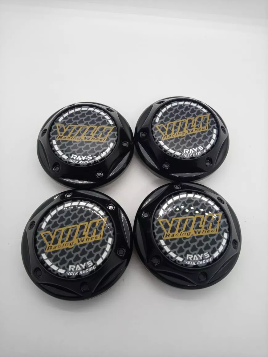 TAPA CENTRO DE LLANTAS DE AUTO NEGRA HEXAGONAL CARBONO - 4