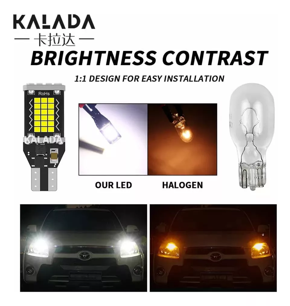 PAR AMPOLLETAS HALÓGENAS T15 W16W LUCES AUTOS PARA REVERSA - 2