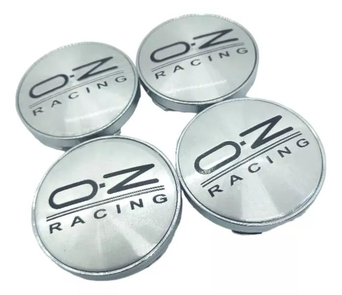 SET X4 TAPAS CENTRO LLANTA AUTO 60MM OZ RACING PLATA / NEGRO - 1