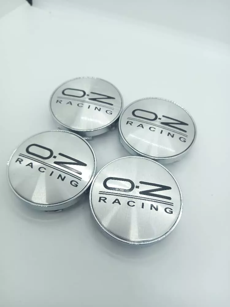 SET X4 TAPAS CENTRO LLANTA AUTO 60MM OZ RACING PLATA / NEGRO - 2