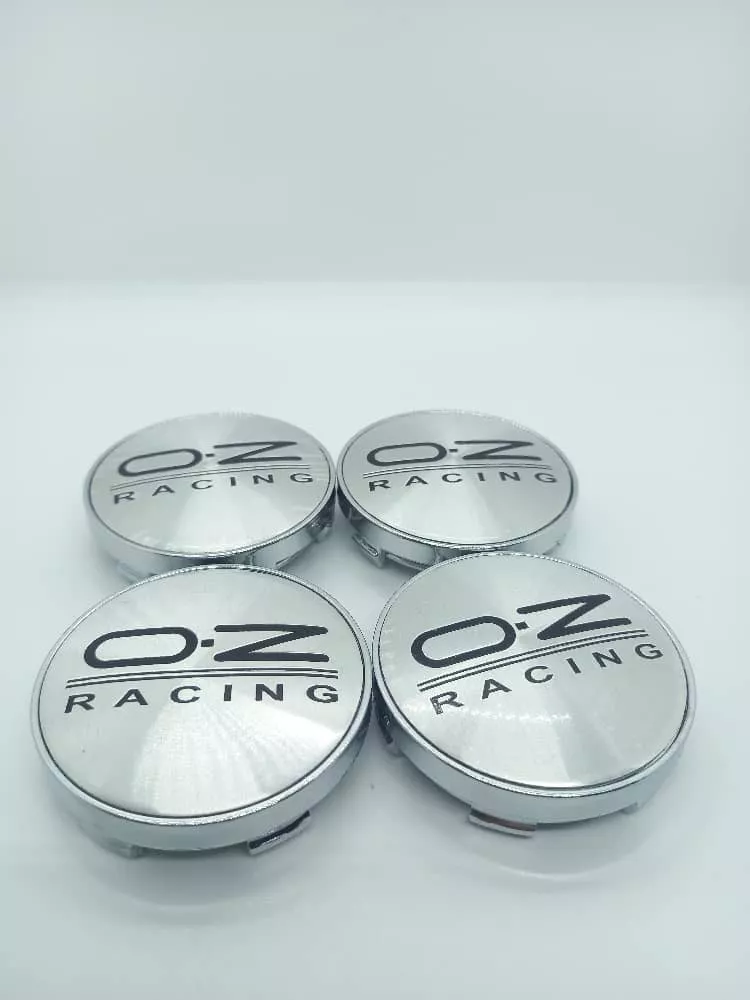 SET X4 TAPAS CENTRO LLANTA AUTO 60MM OZ RACING PLATA / NEGRO - 3