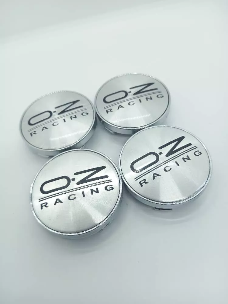 SET X4 TAPAS CENTRO LLANTA AUTO 60MM OZ RACING PLATA / NEGRO - 4
