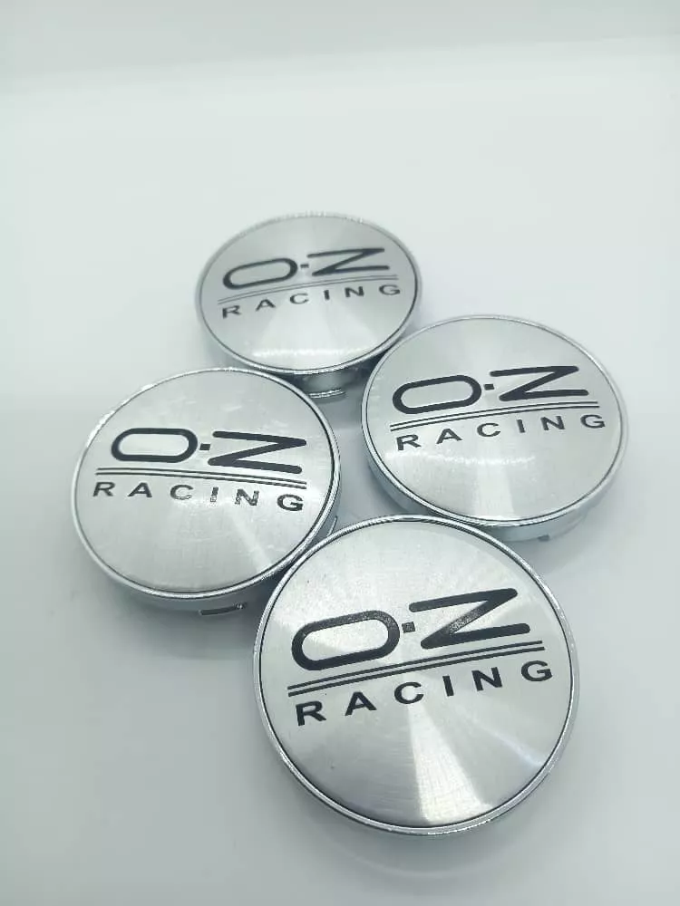 SET X4 TAPAS CENTRO LLANTA AUTO 60MM OZ RACING PLATA / NEGRO - 5