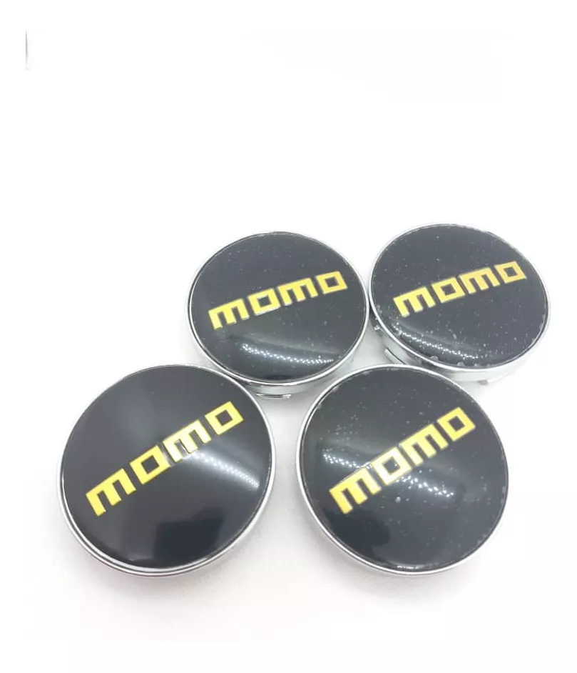SET X4 TAPA CENTRO LLANTAS AUTOS 56MM NEGRO LOGO AMARILLO - 2