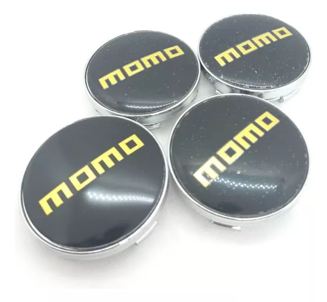 SET X4 TAPA CENTRO LLANTAS AUTOS 56MM NEGRO LOGO AMARILLO - 3