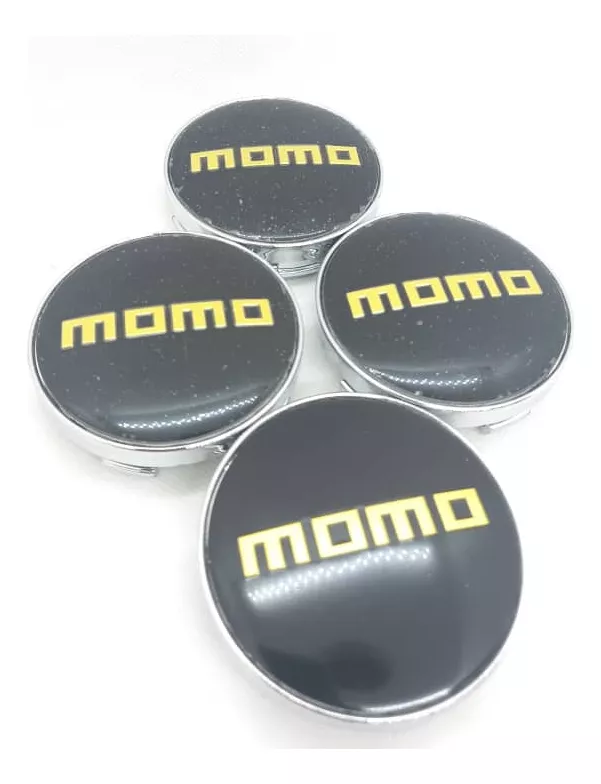 SET X4 TAPA CENTRO LLANTAS AUTOS 56MM NEGRO LOGO AMARILLO - 4
