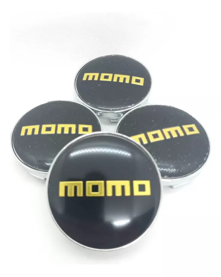 SET X4 TAPA CENTRO LLANTAS AUTOS 56MM NEGRO LOGO AMARILLO - 5