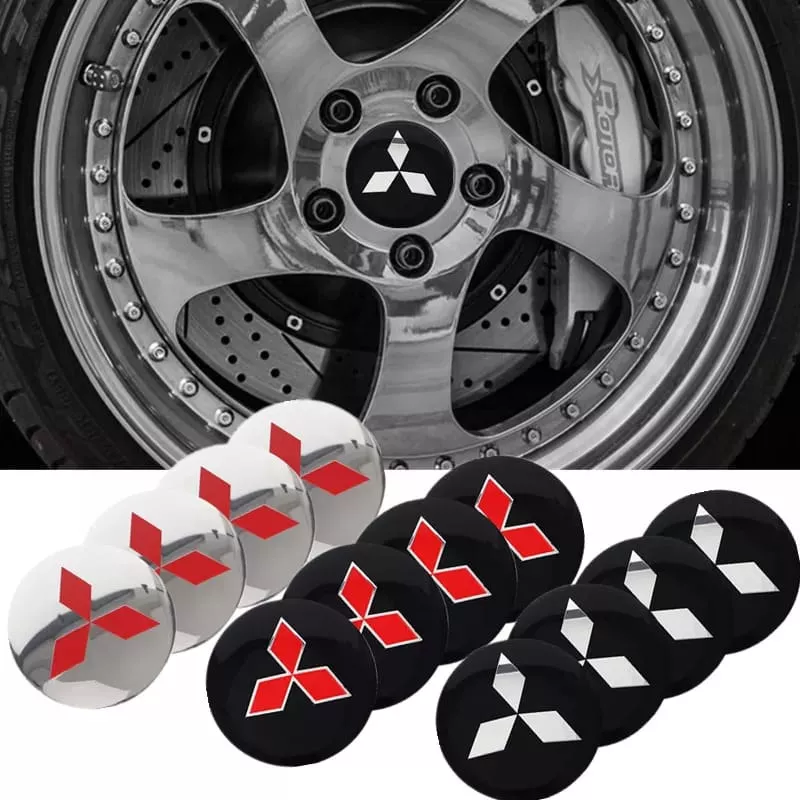 SET X4 TAPA CENTRO LLANTAS AUTOS 56MM UNIVERSAL MITSUBISHI - 4