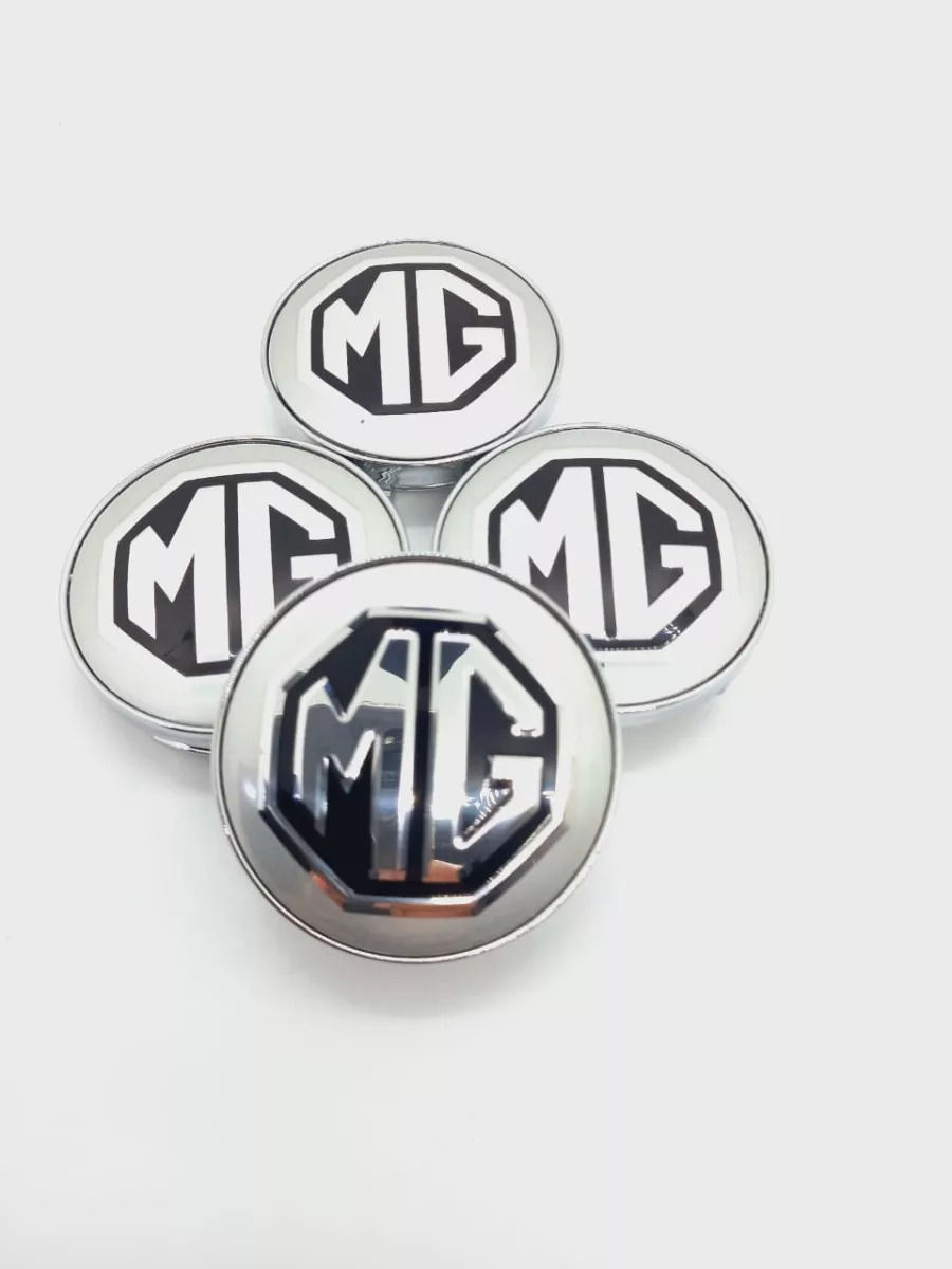 SET X4 TAPA CENTRO LLANTA AUTO 56MM MG PLATEADO LOGO NEGRO - 1