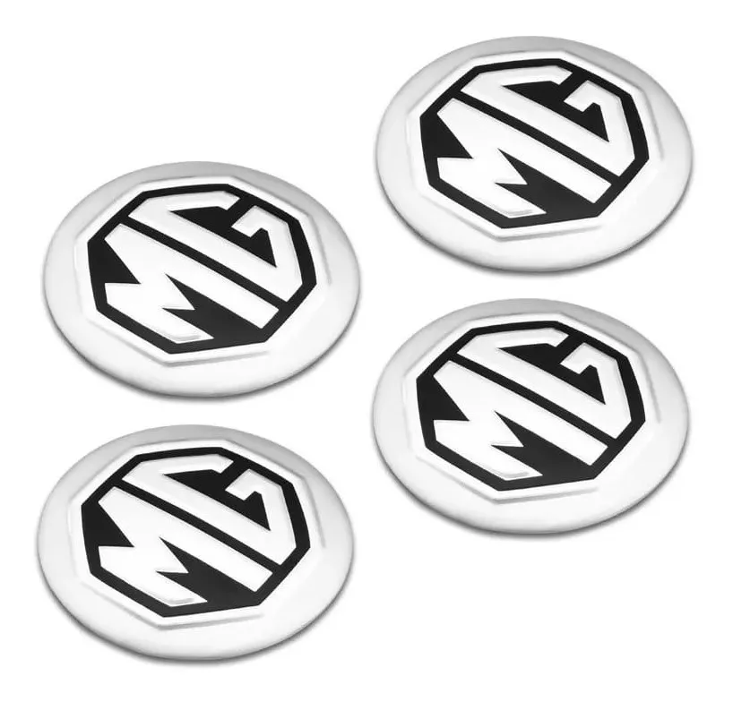 SET X4 TAPA CENTRO LLANTA AUTO 56MM MG PLATEADO LOGO NEGRO - 2