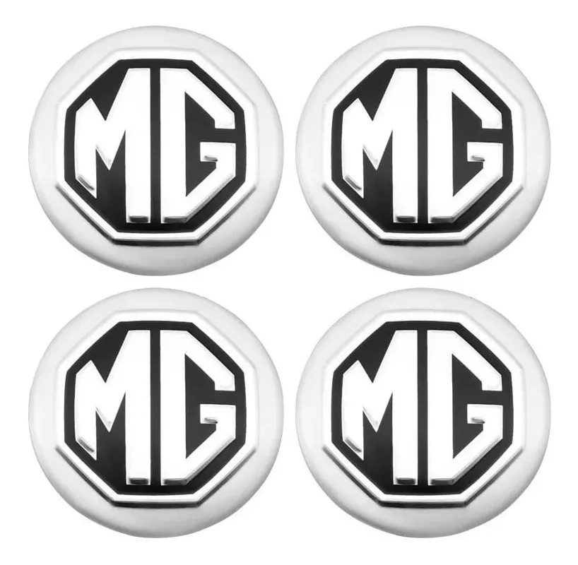 SET X4 TAPA CENTRO LLANTA AUTO 56MM MG PLATEADO LOGO NEGRO - 3