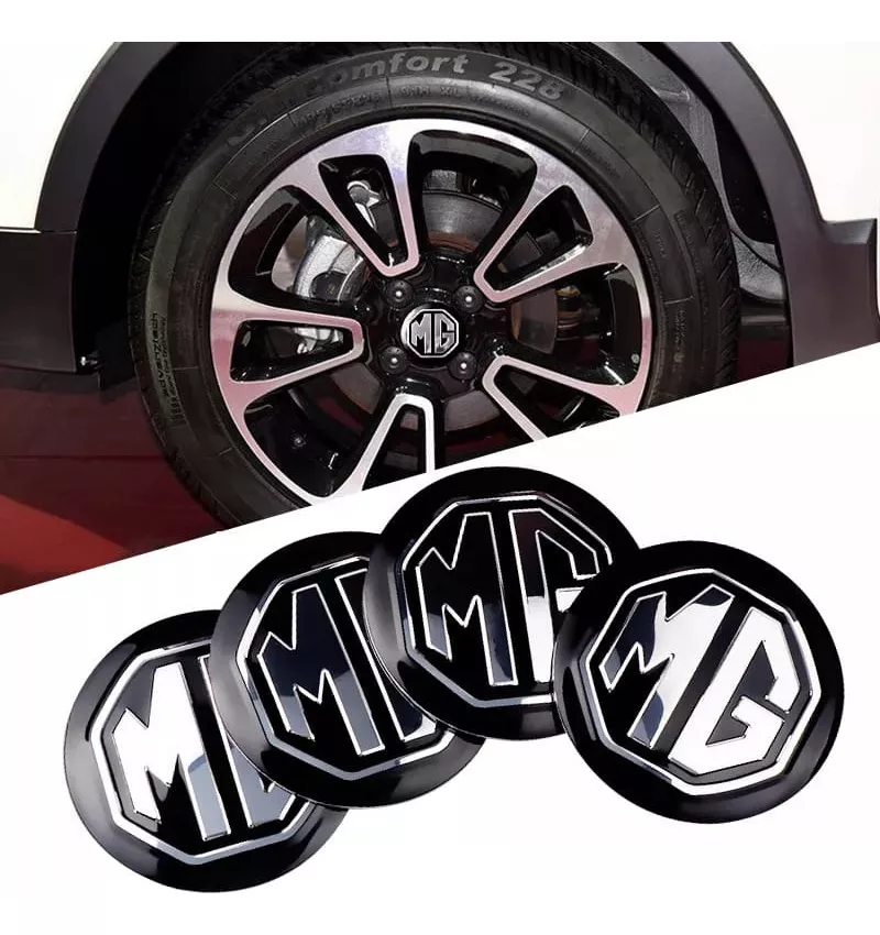 SET X4 TAPA CENTRO LLANTA AUTO 60MM NEGRO LOGO PLATEADO - 1
