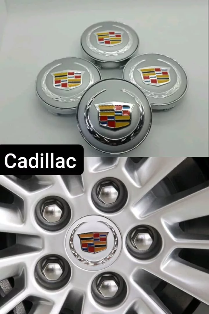 SET X4 TAPA CENTRO DE LLANTAS DE AUTOS 56MM CADILLAC P/P - 1