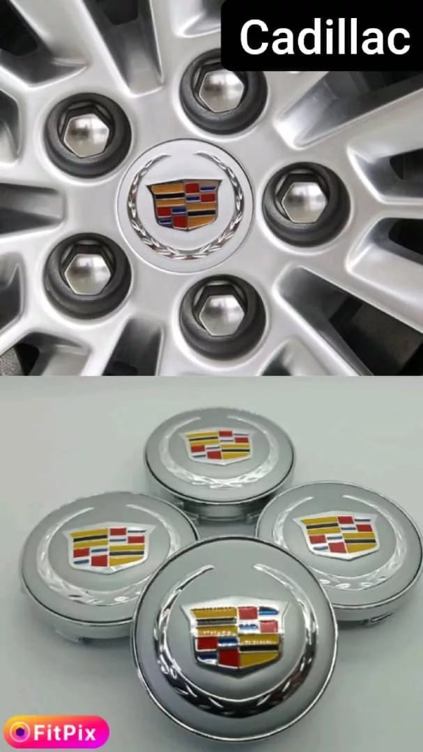SET X4 TAPA CENTRO DE LLANTAS DE AUTOS 60MM CADILLAC P/P - 1