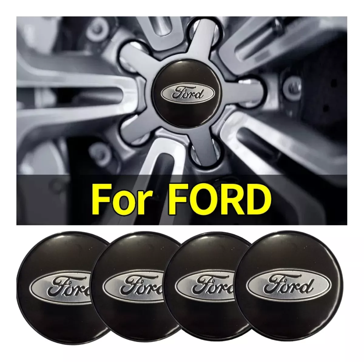 SET X4 TAPA CENTRO DE LLANTAS DE AUTOS 60MM UNIVERSAL NE/PLA - 2