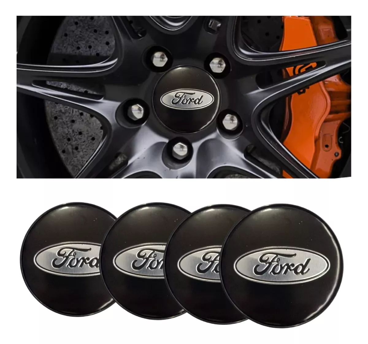 SET X4 TAPA CENTRO DE LLANTAS DE AUTOS 60MM UNIVERSAL NE/PLA - 3