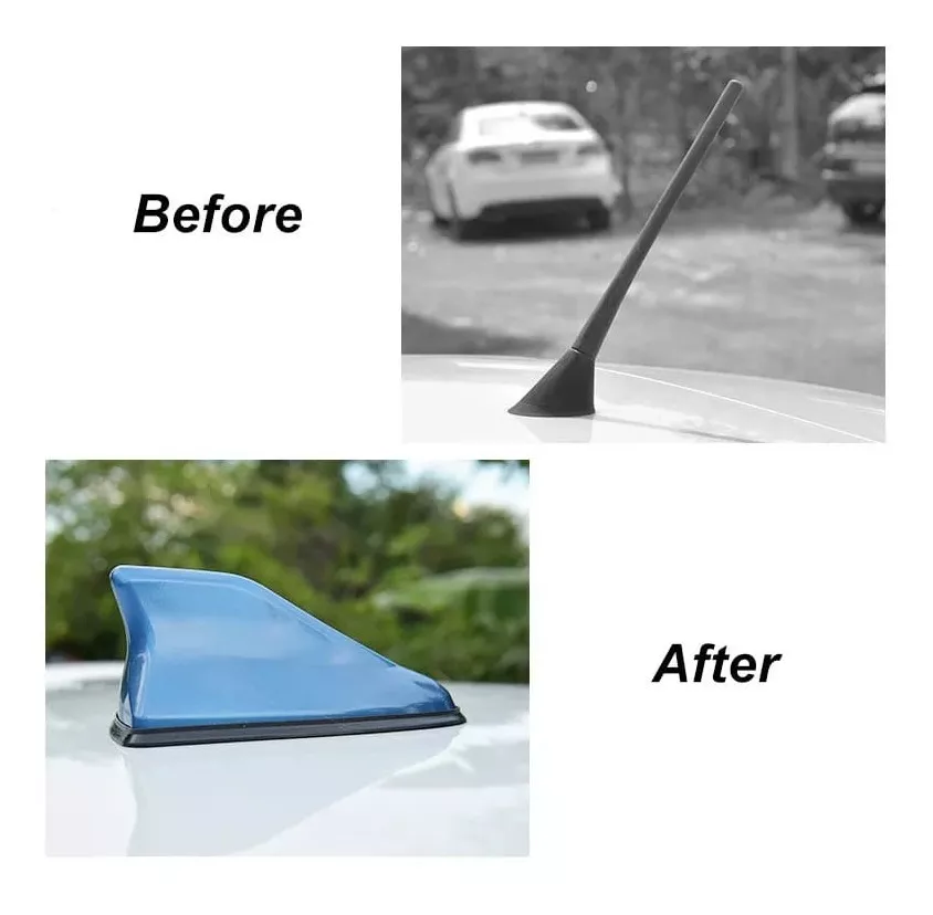 ANTENAS ALETA DE TIBURÓN CON BASE NEGRA PARA AUTOS AZUL - 4